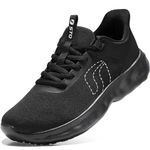 STQ Running Shoes Women Lightweight Breathable Sneakers Walking Athletic Slip Resistant Tennis Sports Gym Workout Cushion Fitness Mesh Comfortable Arch Support Lace up Hands Free All Black Size 8