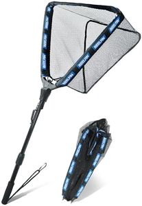 ReelFin Telescopic Structure Folding Landing Net Set – 90cm Deep Reinforced Rubber-Coated Mesh Net Portable Fishing Kit for Freshwater & Saltwater (Fishing Net)