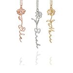 Artisans Crafted Name Necklace Customized Name With Birth Month Flower Gold, Silver, Rose Gold Plated Name Necklace For Girls (Rose Gold Plated)