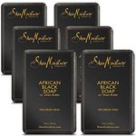 Shea moisture Organic African Black Soap Bar with Shea Butter, 8oz (6 Pack)