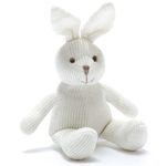 Best Years Knitted Organic Cotton White Bunny Rabbit Baby Rattle. Suitable from Birth