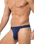 Arjen Kroos Mens T-Back Thong Underwear Low Rise G-String Sexy Pouch Bikini Briefs,DEEP BLUE-CK3014,Large