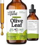 Wild & Organic Olive Leaf Liquid Extract - Olive Leaf Supplement for Immune Support - Oleuropein Liquid Drops - Vegan, Alcohol Free Tincture - 4 fl oz