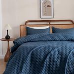 DOWNCOOL Queen Quilt Bedding Set, 3 Pieces Soft Queen Quilt Set, All Season Lightweight Bedspread Coverlet, Navy Queen Size Quilt(90"x96") & 2 Pillow Shams(20"x26"+2")