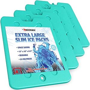 Kona Large Ice Packs for Coolers - Slim Space Saving Design - 25 Minute Freeze Time (4)