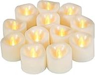 CANDLE IDEA Realistic Flame LED Tea Lights 12 Pack 1.5" x 1.2", Flameless Flickering Tea Candle Battery Operated / Electric Tealights Small LED Candles for Halloween, Christmas, Lantern Decorations