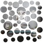 TAIANJI 40PCS Various Round Mirror Sheets for Walls, Flexible Mirror Sheets Acrylic Mirror Sheet Circle Acrylic Mirror Removable Acrylic Mirror Mirror Decal Stickers Suitable for Decorative Scenes