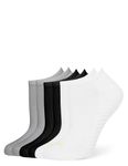 HUE Women's Massaging Liner Sock 6-Pack, Multi-Black/White/Heather Grey, One Size (Pack of 6)