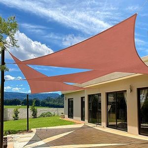 Artpuch 26'x26'x26' Customize Sun Shade Sail Rust Red UV Block 185 GSM Commercial Triangle Outdoor Covering for Backyard, Pergola,(Customized Available) AT-20T