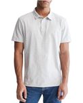 Calvin Klein Men's Smooth Cotton Monogram Logo Feeder Stripe Polo Shirt, Brilliant White, X-Large