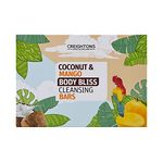 Body Bliss Coconut & Mango Cleansing Bars (4 x 150g) - 2 cleansing bars and 2 exfoliating bars for the ultimate bathing experience, Vegan Friendly & Cruelty Free Clear