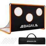 BAGAIL Football Goal, 2-In-1 Designed Football Net with Target Goal, Comes with Portable Carry Bag, Easy to Assemble, Ideal for Garden Shooting Training and Recreational Matches, 6 x 4 FT