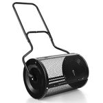 Goplus 24 inch Compost Spreader for Lawn, Lightweight Metal Mesh Lawn Roller Double Side Latches for Topdressing & Seedling, Fertilizer Topsoil Peat Moss Spreader Roller, Garden Yard Care (Black)