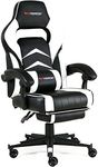 GTFORCE TURBO RECLINING SPORTS RACING GAMING OFFICE DESK PC CAR FAUX LEATHER CHAIR (White)