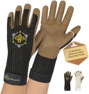Apis Tactical Heavy Duty Beekeeping Gloves Extended Cuff, 5mm Goatskin w/Patented Ventilation & Dexterity, Beekeping Supplies (Black, Large)