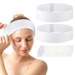 30PCS Disposable Spa Headbands, Stretch Non-Woven Facial Headband with Adjustable Magic Tape, Soft Skin Care Essential for Home Use Hotel Spa and Hair Salon