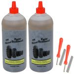 Spares2go Tyre Sealant Off Road Puncture Wheelbarrow Mower Wheel Inner Tube Tubeless (Pack of 2, 1L Bottles)