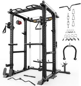 Sportsroyals Power Cage,1600lbs Multi-Function Power Rack with Adjustable Cable Crossover System and More Training Attachment, Weight Cage for Home Gym