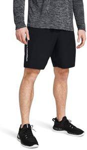 Under Armour Men's Woven Wordmark Shorts, (001) Black / / White, X-Large