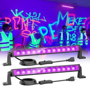 42W LED Black Light Bar, 36 LEDs Blacklight Flood Light with Plug and Switch, Black Lights Glow in The Dark Party Supplies for Halloween, Bedroom, Birthday, Stage Lighting, 2 Pack