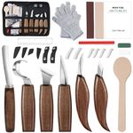 RVETOL Wood Carving Tools Set, Wood Whittling Kit for Spoon Bowl Cup Woodwork, Trimming Knife, Detail Whittling and Hook Carving Knife, with Zipper Bag Gift for Adult Pro & Beginner