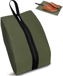Yttriuny Shoe Bags for Travel Waterproof Odor Absorbing Lightweight Golf Soccer Shoe Storage Organizer Pouch with Smooth Zipper and Handle, Portable Travel Essentials (Dark Green, 1-Pack)