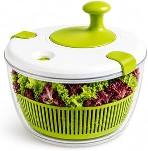 Large 5L Salad Spinner for Lettuce & Greens – Vegetable Washer & Dryer Easy Spin & Drain with Colander Bowl Fresh Salad Maker & Fruit Cleaner Includes Food Tong, Oil Brush & Silicone Mat