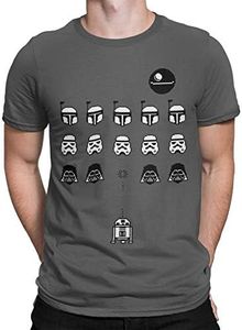 Camisetas La Colmena 1349-Camiseta Space Wars (Karlangas) (XL, Charcoal)