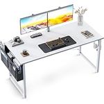 ODK Computer Desk 48 Inch, Small Office Desk for Home Office with Storage Bag, Writing Study Desk for Small Spaces, PC Desks and Workstations, Easy Assembly, White