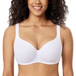 DELIMIRA Women's Balconette Bra Plus Size Full Coverage Tshirt Seamless Underwire Bras Back Smoothing White 36DD