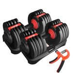 HAKENO 2x24kg/40kg Adjustable Dumbbell 15 Weight in 1 with Fast Automatic Adjustable and Weight Plate for Body Workout Home Gym dumbbell（2pcs set） (2x24kg(B))