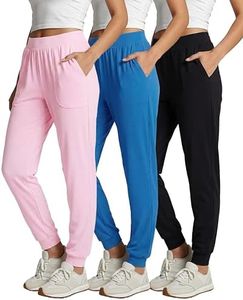 3 Pack Womens Pants Athletic Sweatpants Joggers Yoga Pajama Hiking Golf Gym Lounge Casual Pockets Sleep Activewear Running Summer Workout High Waisted Teen Active Athleisure Ribbed Ladies PJ