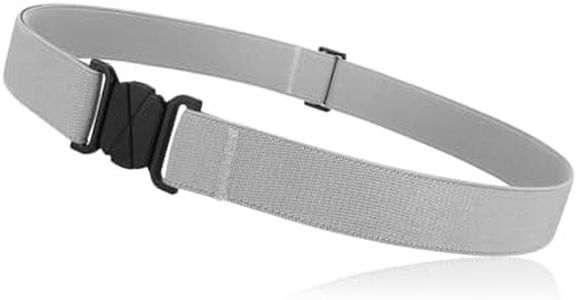 JASGOOD Women No Show Stretch Belt Flat Buckle Elastic Belt for Jeans Pants Dresses (Grey)
