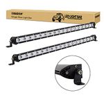 RIGIDON 2 Pcs 20 inch 90W Spot Beam Car Led Light Bar, Single Row Supper Slim Led Lights, 12V 24V Spotlights for Off road Truck SUV UTE ATV 4x4, Waterproof Driving Work Lamp, 6000K White Fog Lamp