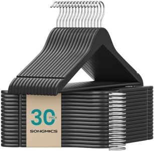SONGMICS Wooden Hangers, Pack of 30, Coat Hangers, Pants Bar, 360° Swivel Hooks, Solid Birch Wood, 0.3-Inch Thick, Space Saving, for Jackets, Shirts, Coats, Ink Black UCRW030B01