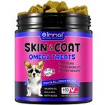 HRAMEX Omega 3 Treats for Dogs(150PCS Chicken Flavor),Allergy and Itch Relief,Skin and Coat Supplement -Joint Health,Salmon& EPA & DHA Supplements for Healthy Skin and Coat,Itchy Skin Relief(375G)