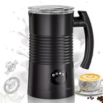 Milk Frother Electric, Milk Warmer, 350ml Milk Foamer with Auto Shut-Off, Milk Steamer, Foaming for Coffee, Latte, Cappuccino, Hot Chocolate (Black)