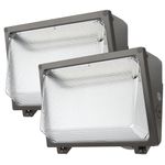 2Pack 100W LED Wall Pack Light with Dusk to Dawn Photocell, 100W/80W/60W Switchable, 5000K Daylight, 120-277V IP65, Exterior Light Fixture Outdoor LED Wall Lights, ETL Listed