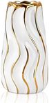 OTARTU Ceramic Vase, White Vase for Home Decor,Decorative Flower Vase, Vertical Stripe Ceramic Vases for Home Décor, Bedroom, Office, Living Room, Bathroom, Tabletop Decor, Centerpiece (White)