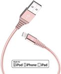 LAX Gadgets iPhone Charger, Apple Certified Braided 6ft Strong Lightning Cable - Lightning to USB Tough Charging Cord for iPhone X 8 8 Plus 7 7 Plus 6s 6 SE 5s, iPad, Pro, Air 2, Mini (Rose Gold)