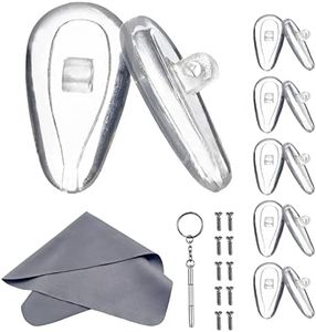 Soft Silicone Tear Bladder Spiral Nose Pad for Optical Glasses, Sunglasses and Presbyopia Glasses - 15mm (5 Pairs) with 3 in 1 Screwdriver Clean Cloth