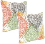 Sunnydaze 16-Inch Square Indoor/Outdoor Decorative Throw Pillows - Set of 2 - Muted Damask Mandalas