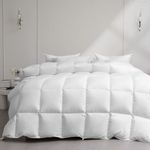 TopSolo 100% Organic Cotton Goose Feather Down Duvet Queen Size,Fluffy All Season Hotel-Style Queen Duvet Insert,50 Oz Medium Warmth (White, 90X90)