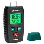 ERICKHILL Wood Moisture Meter, Pin-Type Damp Meter Detector with 5 Modes, LCD Display with Green Backlight, Wood and Building Material Dampness Inspection, Moisture Detectors for Wood, Bricks,Paper