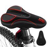 Bike Seat Cushion - Gel Bike Seat Cover Padded for Men & Womens Comfort, Soft Bicycle Saddle Compatible with Exercise Spin Stationary Bike, for Indoor and Outdoor Cycling(Red)
