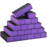 20 Pcs Nail Buffer Block Sponge Sanding Buffing File 80/120 Grit 3 Sides Nail Files for Manicure Nail Tools (Purple Black)