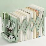 Calyrex Heavy Duty Book Ends to Hold Books with Pen Holder, Adjustable Bookends, Metal Book Ends for Shelves,Book Holders Binder Organizer for Bookshelf Desk