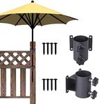 VANROUG Heavy Duty Patio Umbrella Holder,Patio Umbrella Stand Umbrella Clamp Mount Bracket for Deck Railing, Mount to Deck, Fences,Balcony or Outdoor Courtyard etc (2)