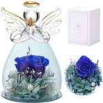 ANLUNOB Preserved Flower Rose with Angel Figurines -Birthday, Christmas, Mothers' Day & Thanksgiving Gifts - Flower Angel Forever Rose Angel