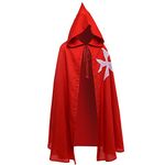 BLESSUME Hospitaller Knights Costume Tunic Medieval Cloak with Maltese Cross (Without Tunic and Belt) (Red 1)(Size: One Size)